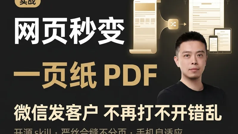 网页秒变一页纸 PDF — 我把这个 skill 开源了